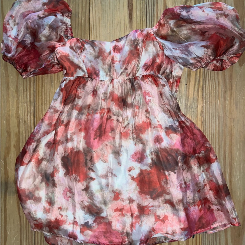 Lulus Multicolor Puff Sleeve Dress